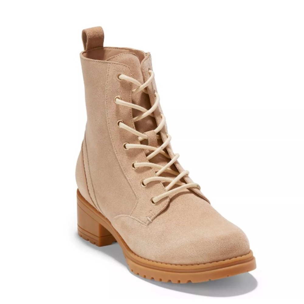 Cole Haan Tan Lace Up Boots with Side Zipper